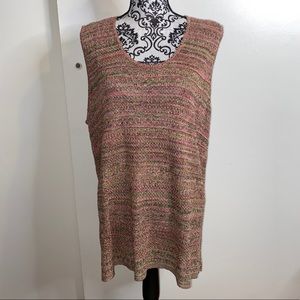 Liz & Me Size 2X Green and Pink Sweater Tank Top